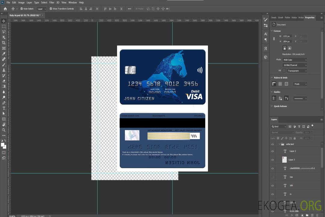 Écran de la carte visa de la banque Belinvest de Biélorussie template Écran de la carte visa de la banque Belinvest de Biélorussie template